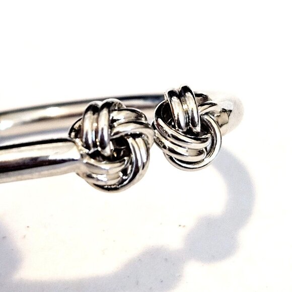 Silver Tone Double Knot Hinged Cuff Bracelet - Picture 2 of 3